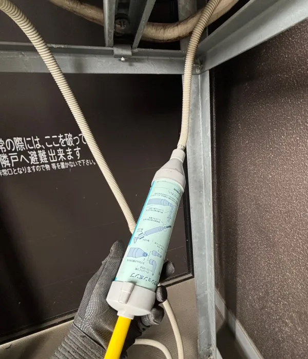 大阪市北区 エアコン水漏れ修理後 ドレン詰まり改善 正常排水確認