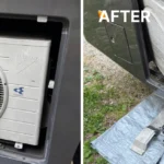 三重県伊賀市 キャンピングカー家庭用エアコン ガス補充・修理Before/After