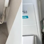 吹田市長野東 室外機自己移動後 冷媒配管折れ 修理Before/After